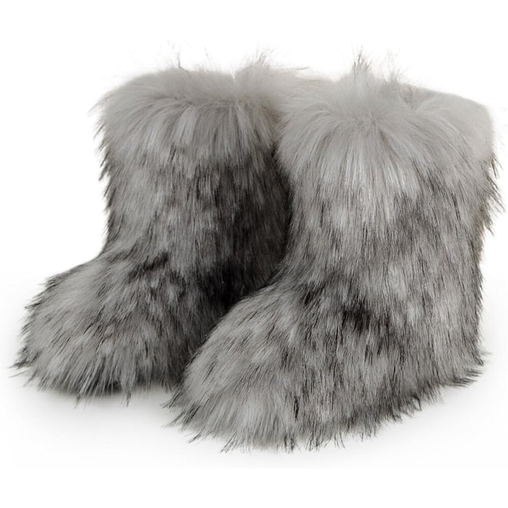 Faux Fur Snow Boots Women's Calf High Warm Non-Slip Comfortable Winter Shoes
